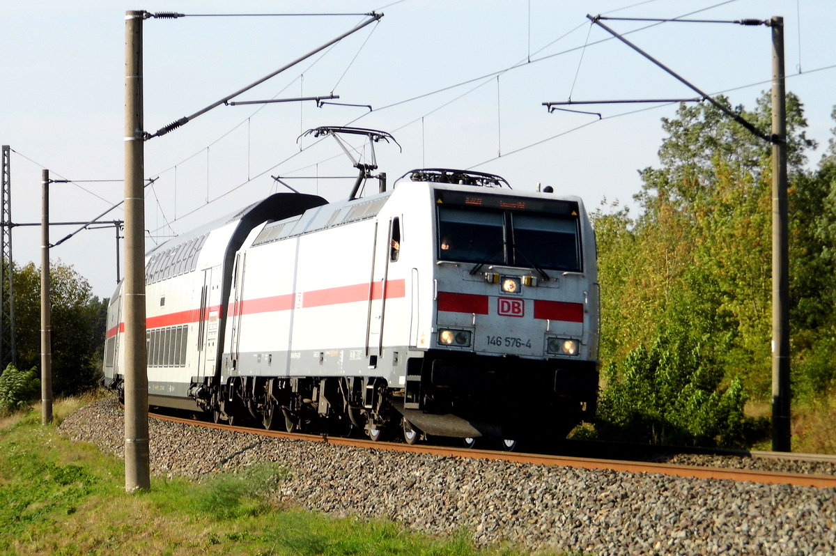 Am 12.09.2020 kam die 146 576-4 von DB Fernverkehr AG,  Richtung Wittenberge und fuhr nach Stendal .