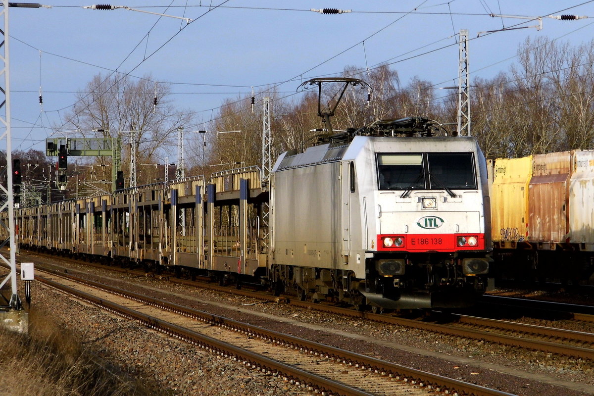  Am 18.01.2019 kam die E 186 138 von der ITL-CAPTRAIN aus Richtung Wittenberge nach Borstel und fuhr weiter nach Stendal .