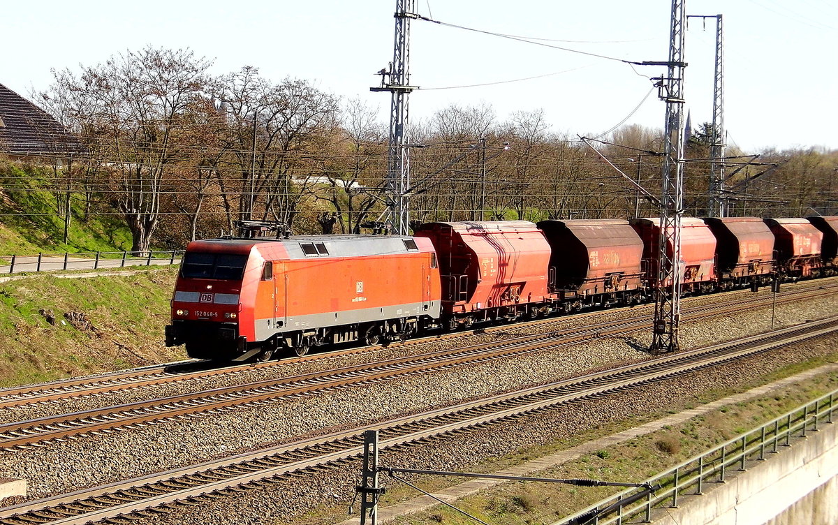 Am 01.04.2019 fuhr die 152 048-5 von   DB Cargo Deutschland AG,  von Stendal in Richtung Wittenberge.