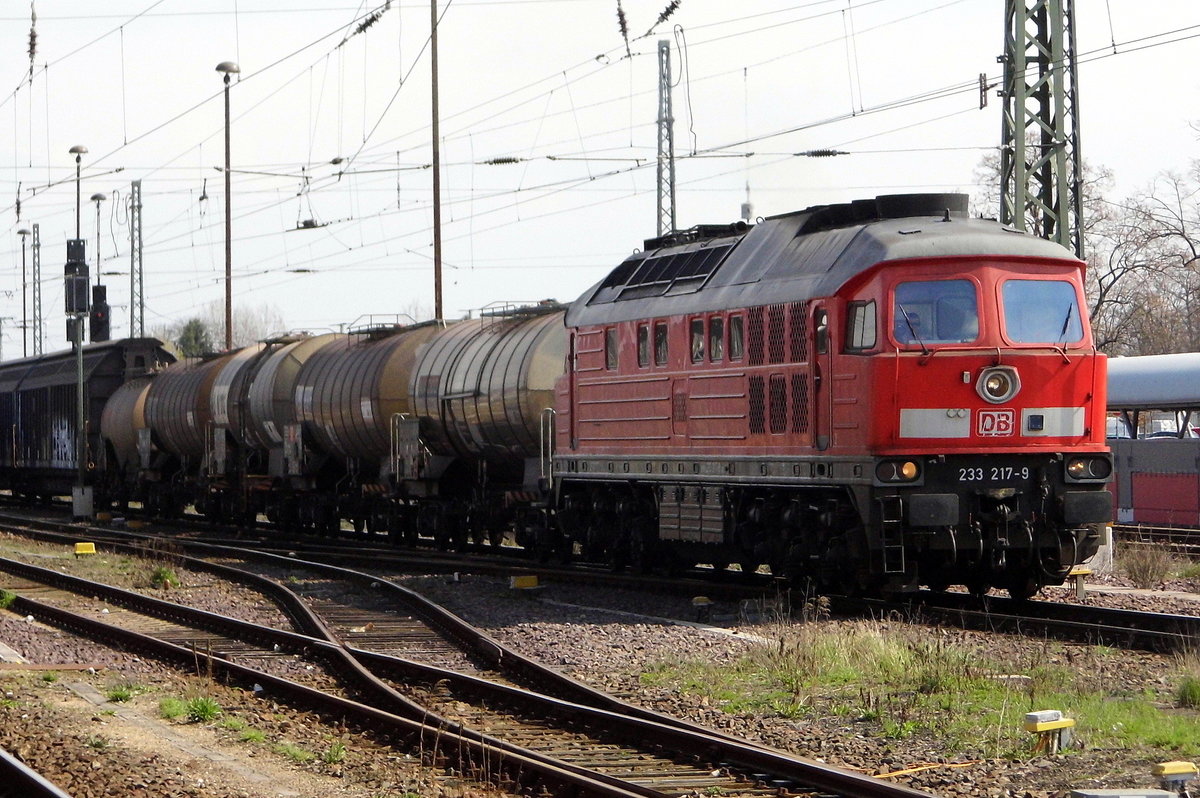 Am 02.04.2017 kam die 233 217-9 von der  DB Cargo Deutschland AG, aus Richtung Magdeburg nach Stendal .