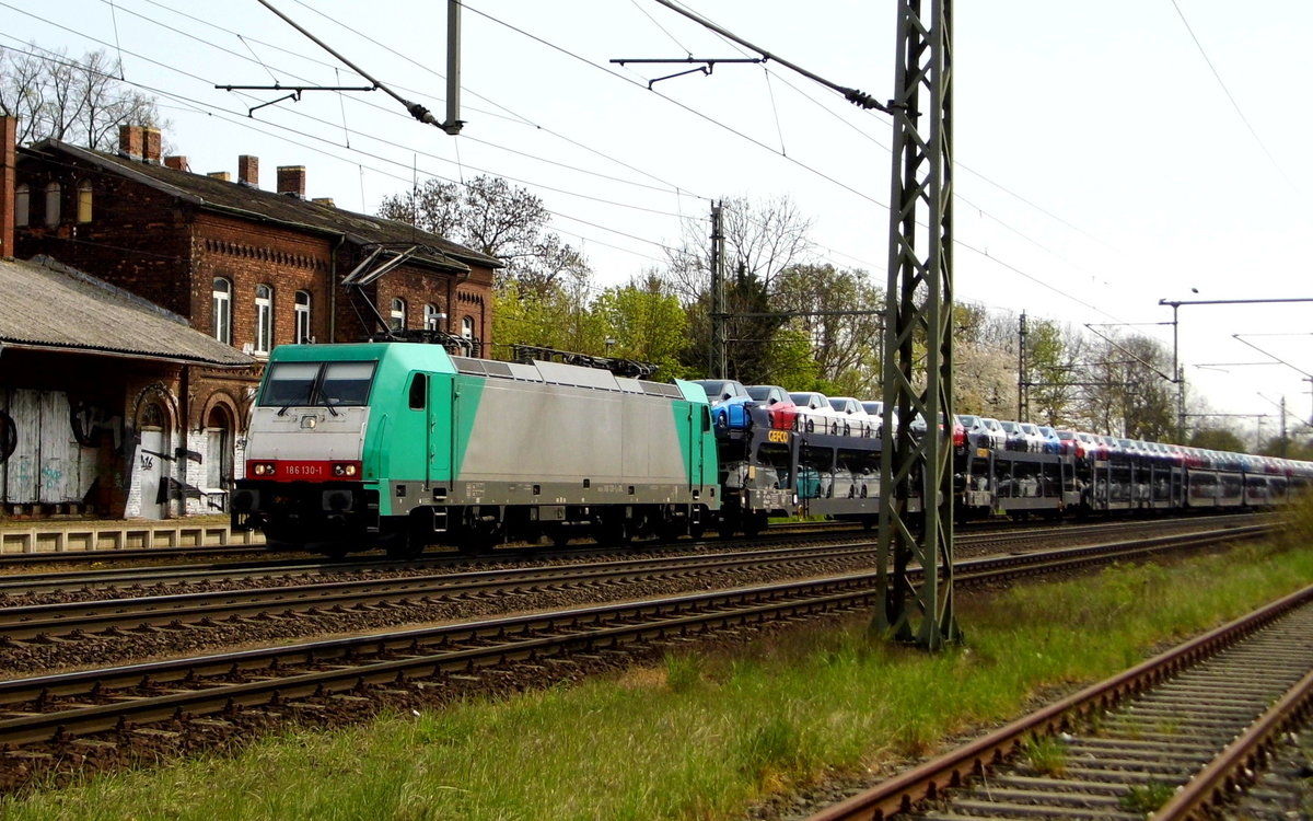 Am 03.05.2016 kam die 186 130-1 von der ITL aus Richtung Magdeburg nach Niederndodeleben und fuhr weiter in Richtung Braunschweig .