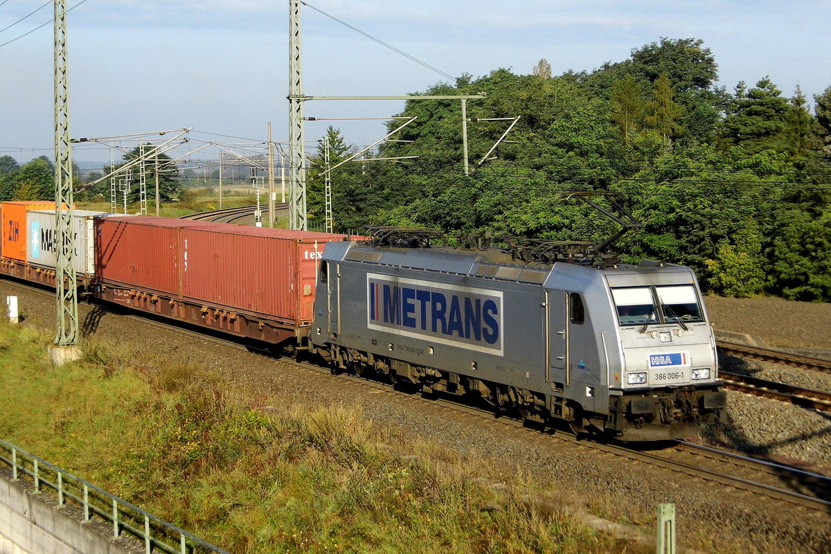 Am 03.09.2017 kam die 386 006-1 von METRANS aus Richtung Salzwedel und fuhr nach Stendal .