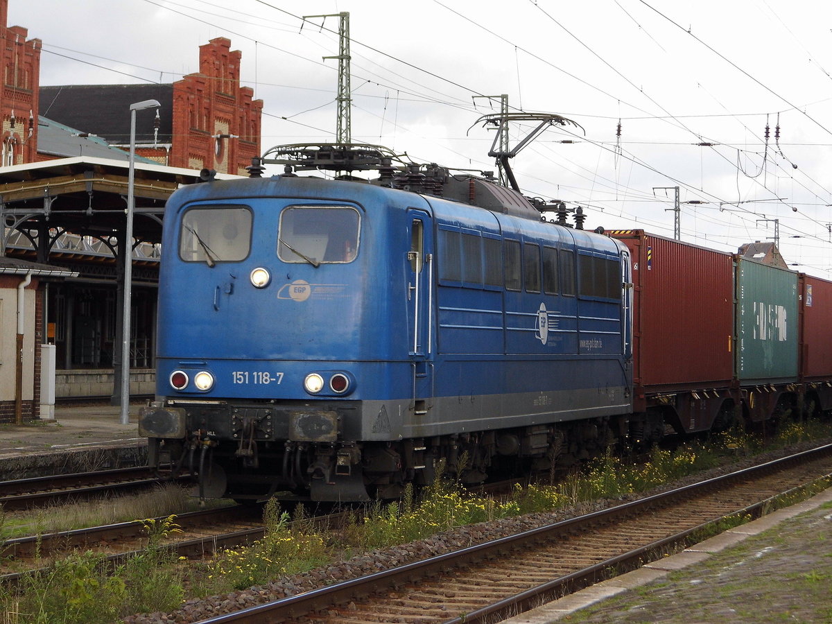 Am 03.10.2017 kam die 151 118-7 von der EGP – Eisenbahngesellschaft Potsdam, aus Richtung Magdeburg nach Stendal und fuhr weiter in Richtung Salzwedel .