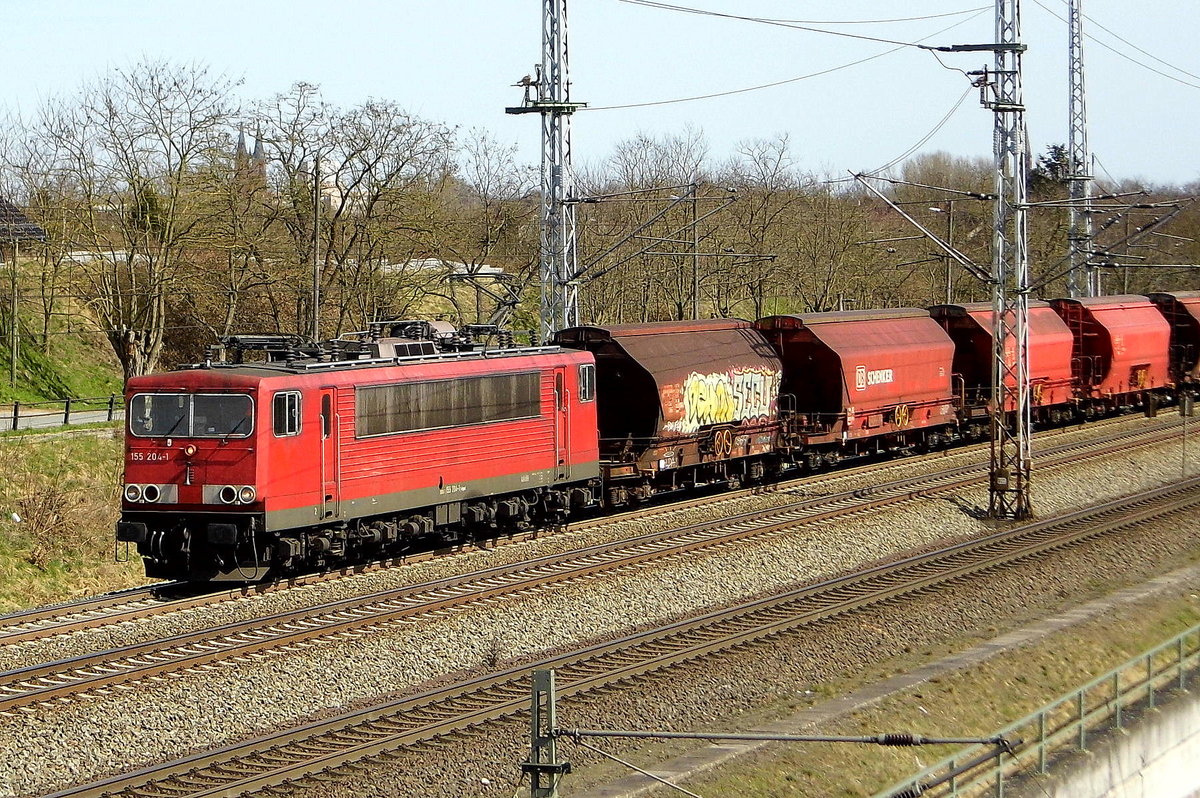 Am 04.04.2018 kam die 155 204-1 von DB Cargo   AG,  (Railpool)  aus Richtung Stendal und fuhr in Richtung Wittenberge .