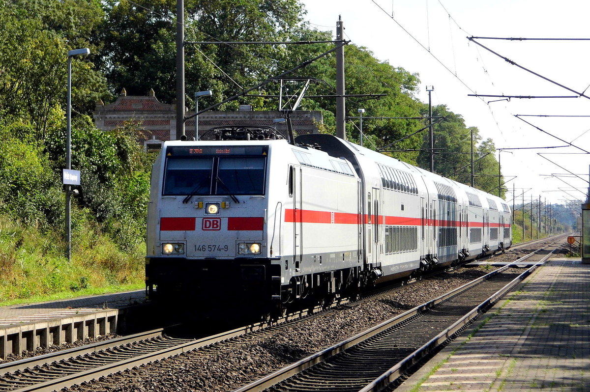 Am 05.09.2017 kam die    146 574-9 von   DB Fernverkehr AG,  aus Richtung Magdeburg nach Wellen ( Magdeburg) und fuhr weiter in Richtung Braunschweig .