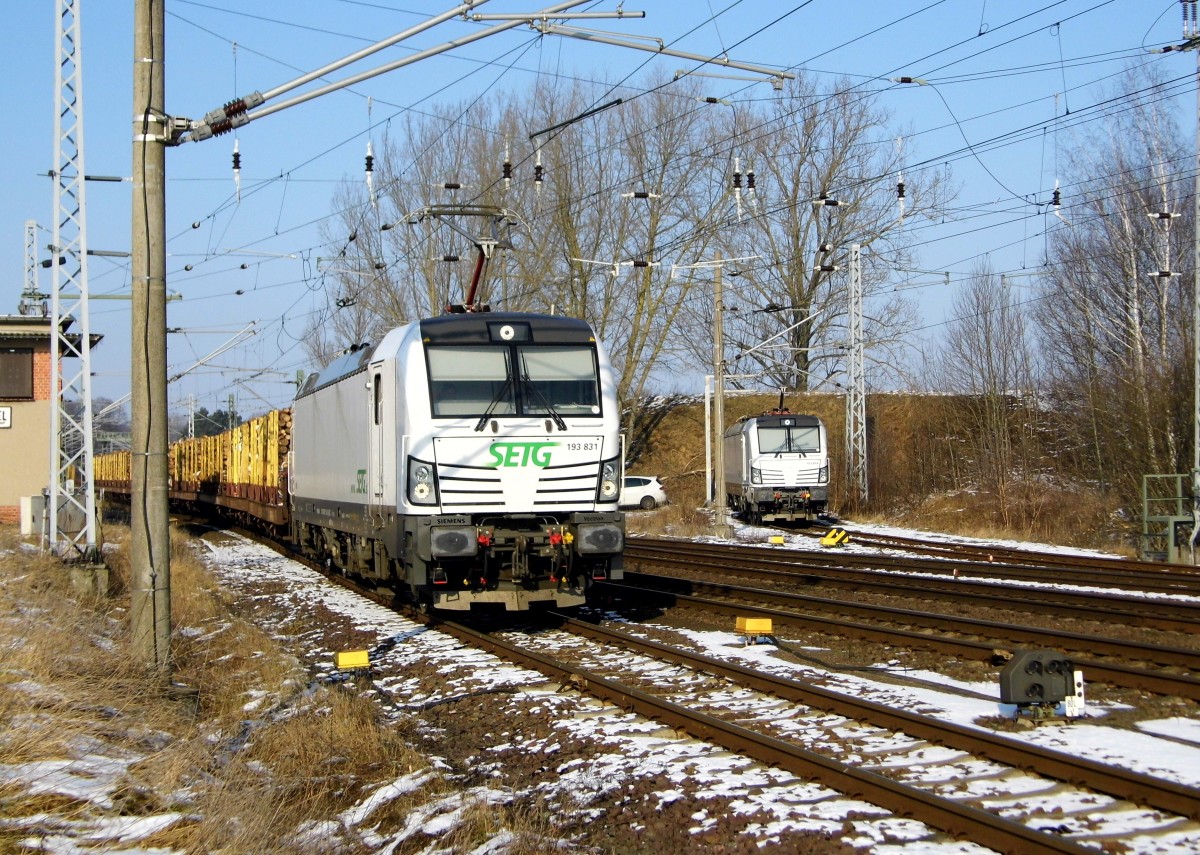 Am 06.02.2015 kam die 193 831 von der SETG (ELL - European Locomotive Leasing, aus Richtung Wittenberge nach Borstel bei Stendal .