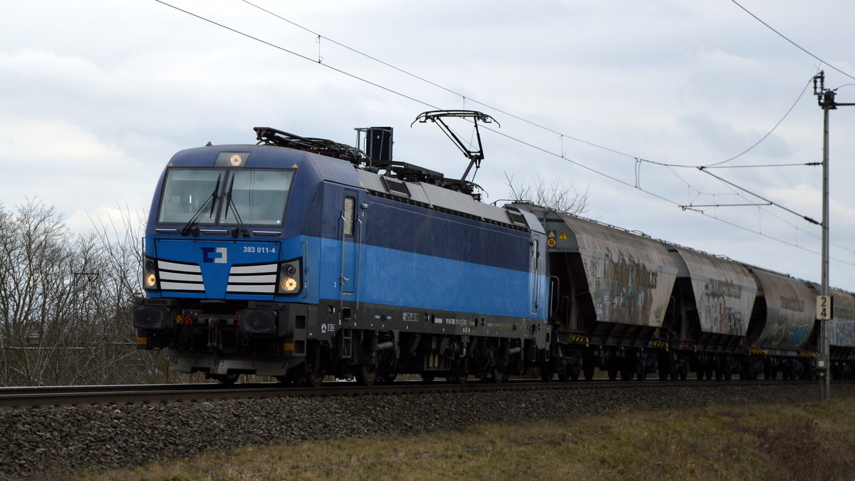 Am 06.03.2021 fuhr die 383 011-4 von der ČD Cargo a.s  aus Richtung Salzwedel und fuhr weiter in Richtung Stendal .