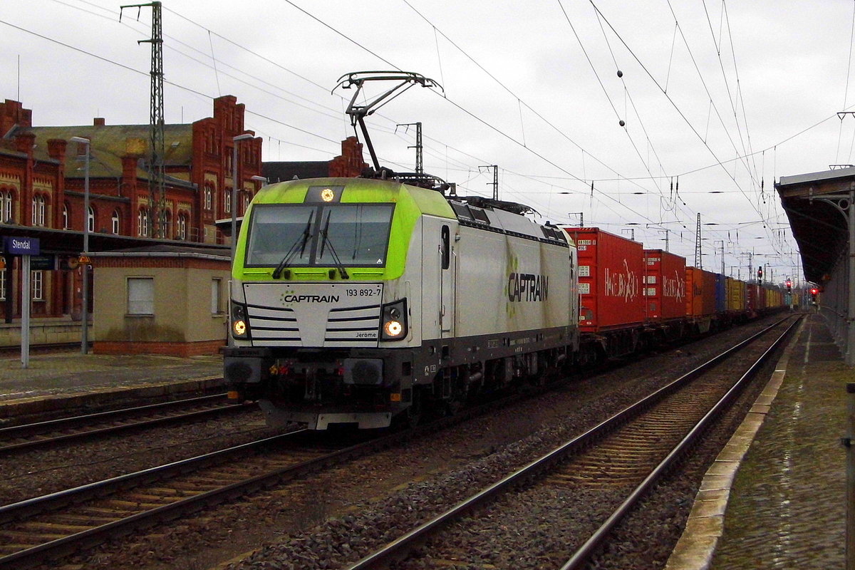 Am 07.03.2017 kam die 193 892-7 (Name: Jerome) von CAPTRAIN aus Richtung Magdeburg nach Stendal und fuhr weiter in Richtung Salzwedel .
