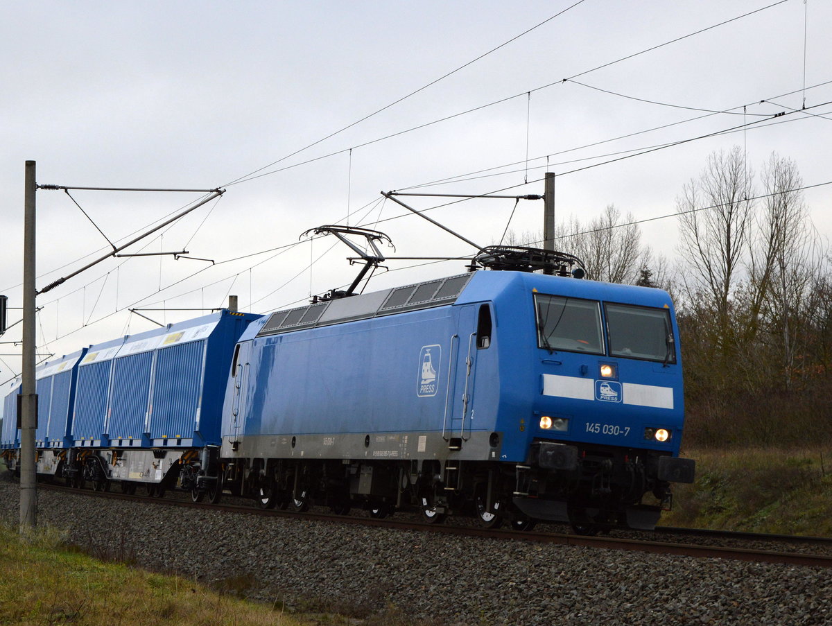Am 08.01.2021 fuhr die 145 030-7 von der  PRESS von Borstel nach Stendal .