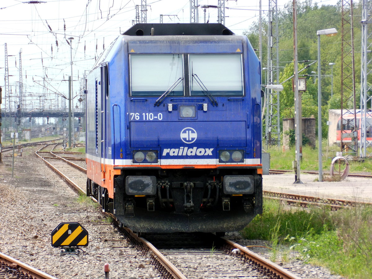 Am 10.05.2018 war die 76 110-0 von Raildox in Stendal abgestellt. 