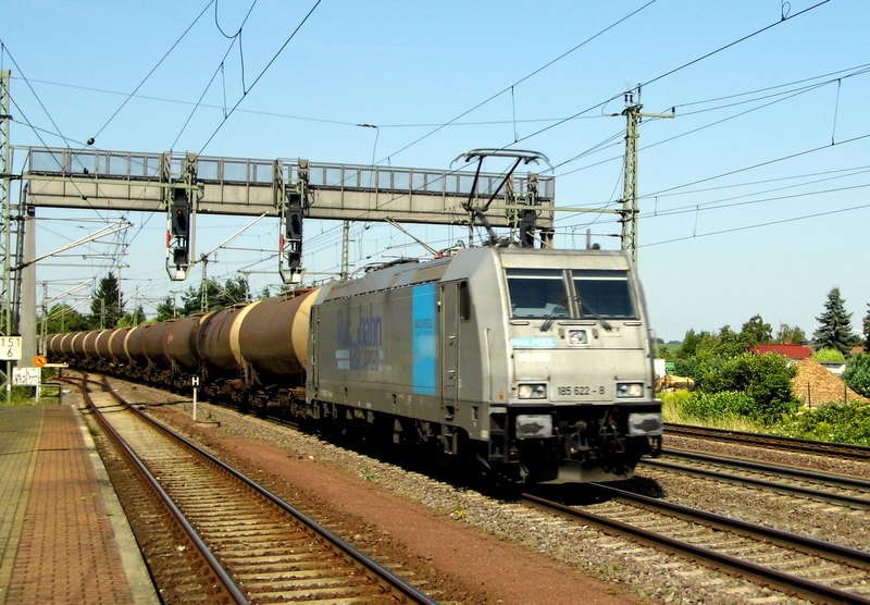 Am 1.08.2014 kam die 185 622-8 von der Rurtalbahn aus Richtung Braunschweig nach Niederndodeleben und fuhr weiter in Richtung Magdeburg .