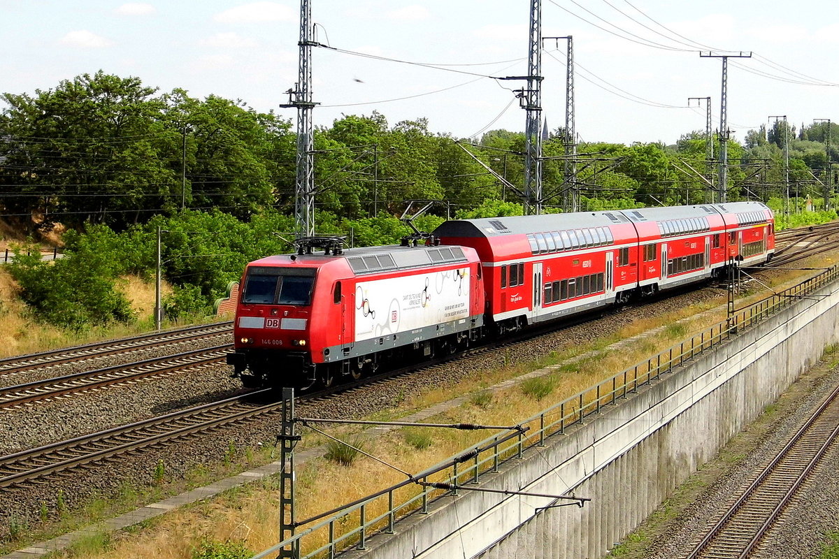 Am 11.06.2018 fuhr die 146 008 von DB Regio von Stendal nach Uelzen .