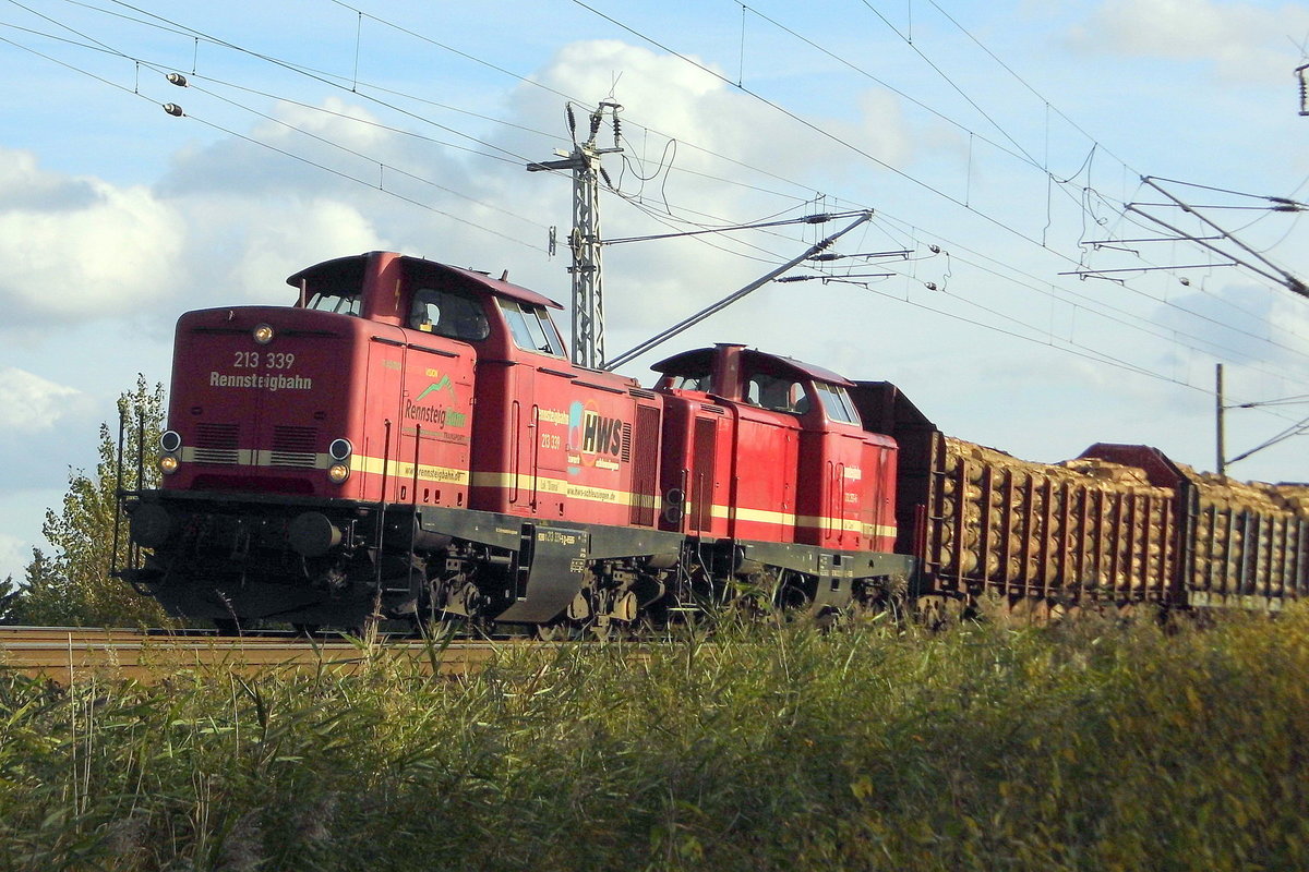 Am 12.10.2017 kam die 213 339 und die 212 297-6 von der  RBG - Rennsteigbahn GmbH & Co. KG,  aus Richtung Stendal nach Borstel und fuhr weiter in Richtung  Wittenberge.