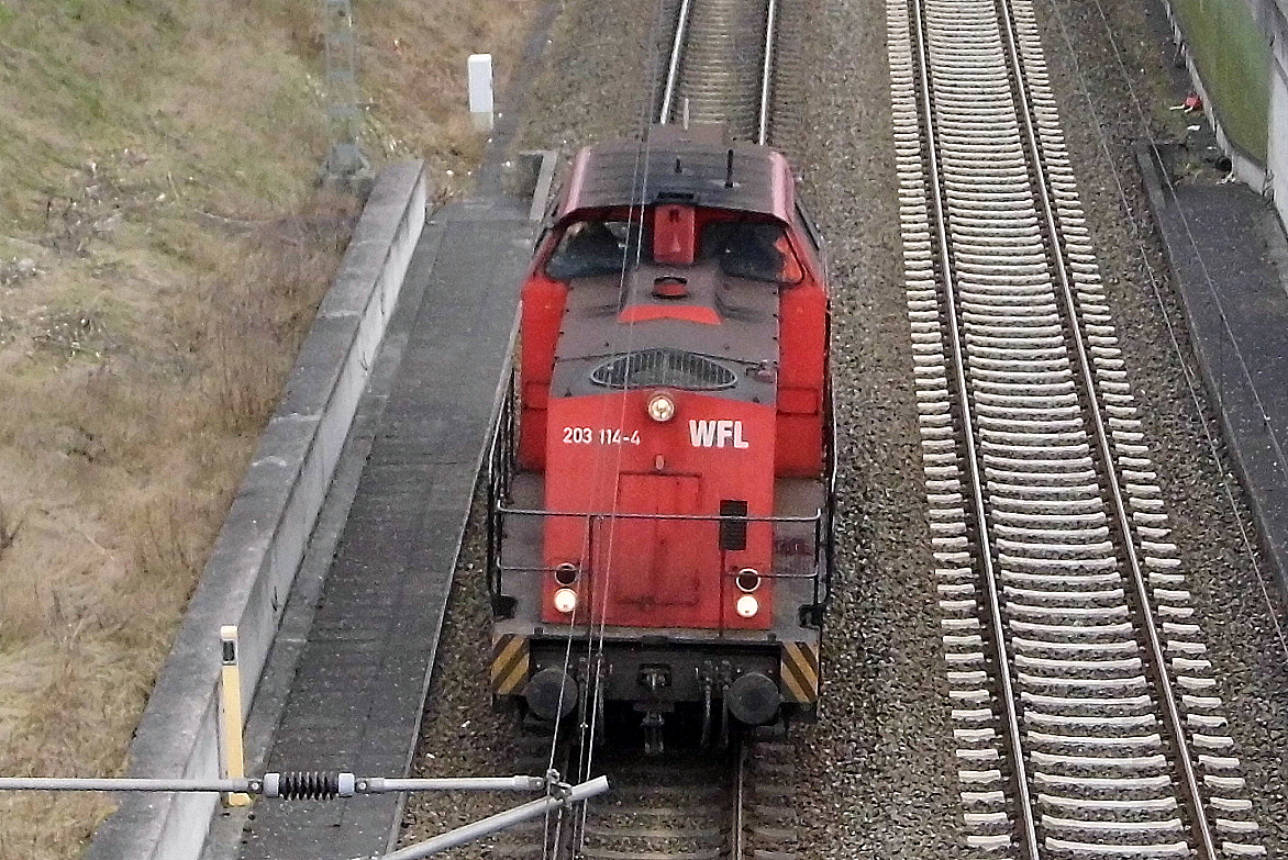 Am 13.03.2017 kam die 203 114-4 von der WFL aus Richtung Stendal und fuhr weiter in Richtung Braunschweig .