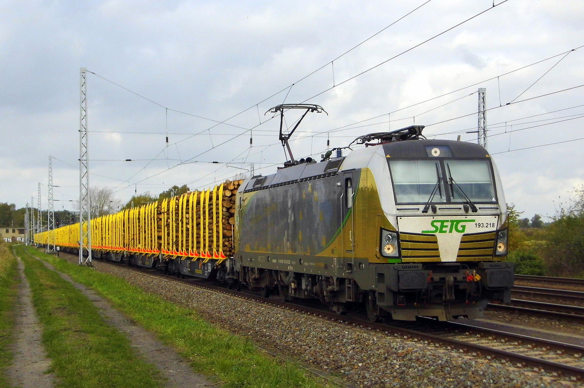 Am 13.10.2017 fuhr die  193 218-5 von der SETG (ELL) von Rostock nach Borstel .