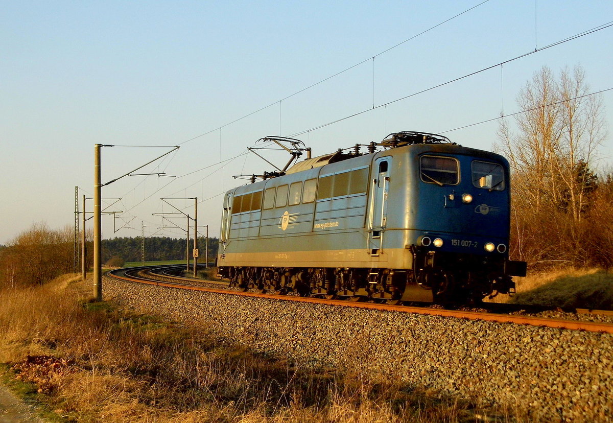 Am 14.01.2018 kam die 151 007-2 von der  EGP – Eisenbahngesellschaft Potsdam,  aus Richtung Wittenberge und fuhr weiter in Richtung Stendal .
