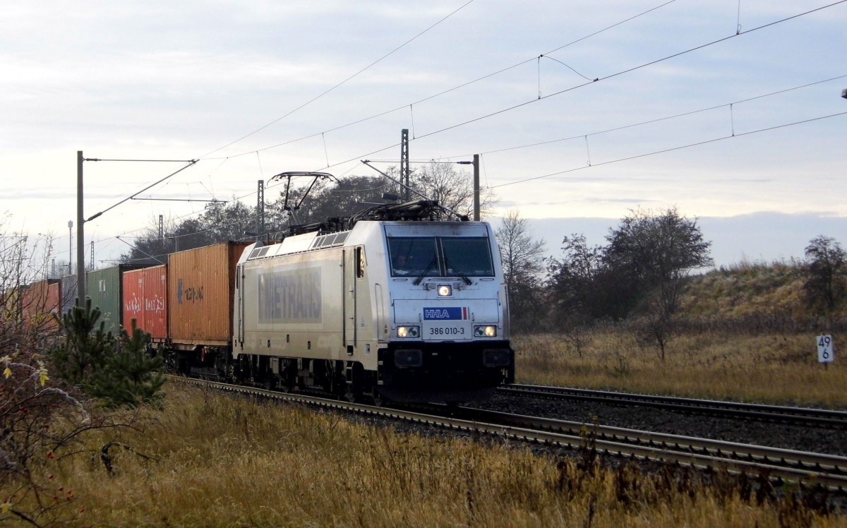 Am 14.12.2015 kam die 386 010-3 von METRANS aus der Richtung Magdeburg nach Demker und fuhr weiter in Richtung Stendal .