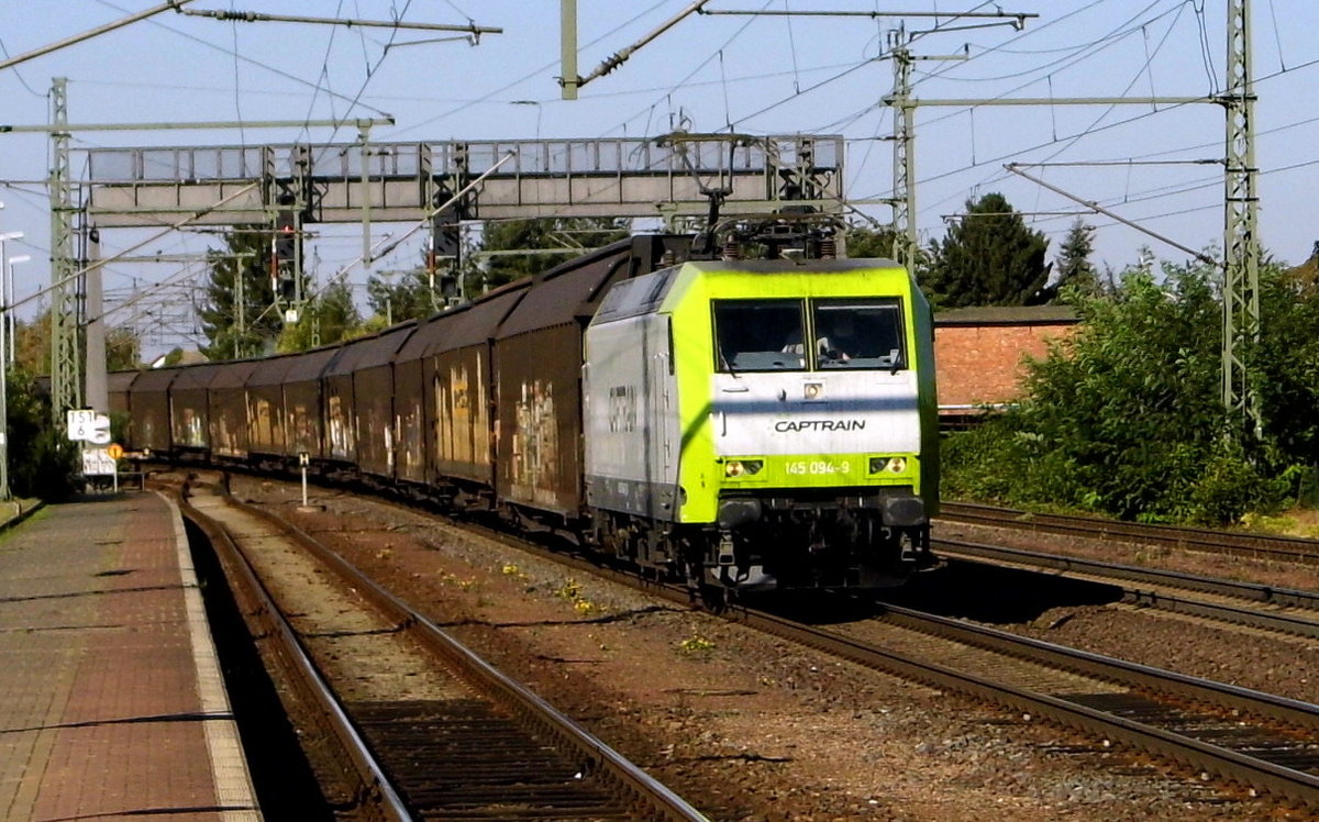 Am 15.09.2016 kam die 145 094-9 von CAPTRAIN aus Richtung Braunschweig nach Niederndodeleben und fuhr weiter in Richtung Magdeburg .