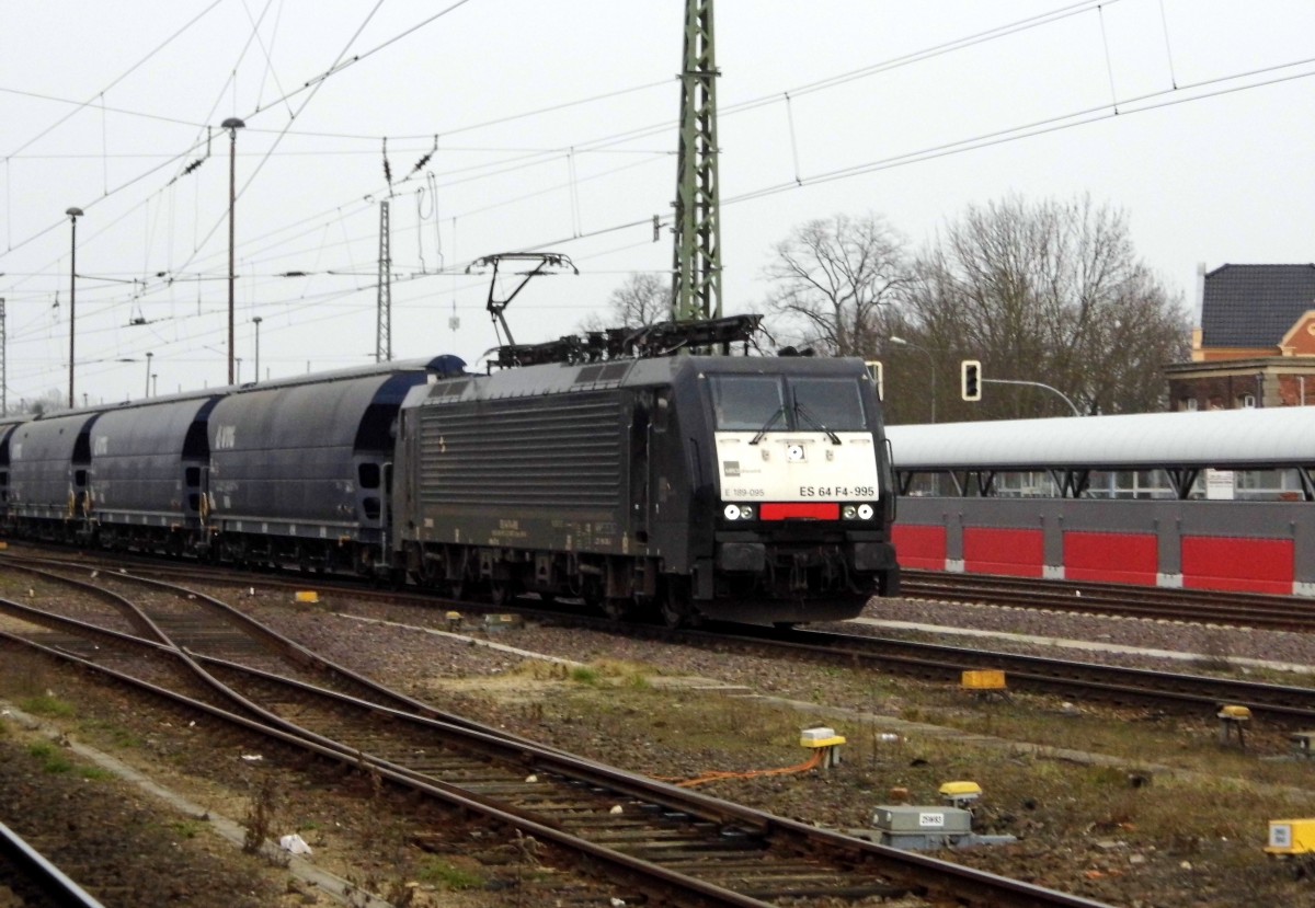 Am 16.03.2015 kam die 189 995-4 von der LTE Netherlands B.V., Rotterdam  (MRCE dispolok) aus Richtung Magdeburg nach Stendal und fuhr weiter in Richtung Hannover .