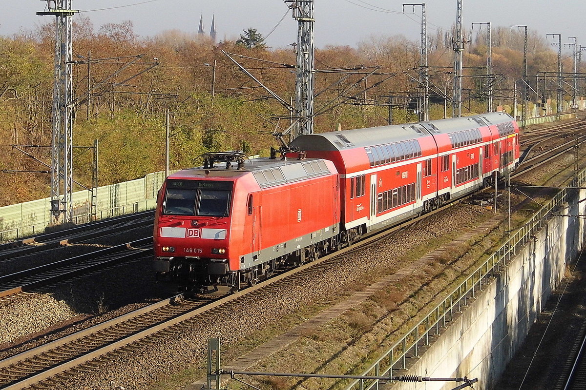 Am 16.11.2018 fuhr die 146 015 von DB Regio von Stendal nach   Uelzen  .