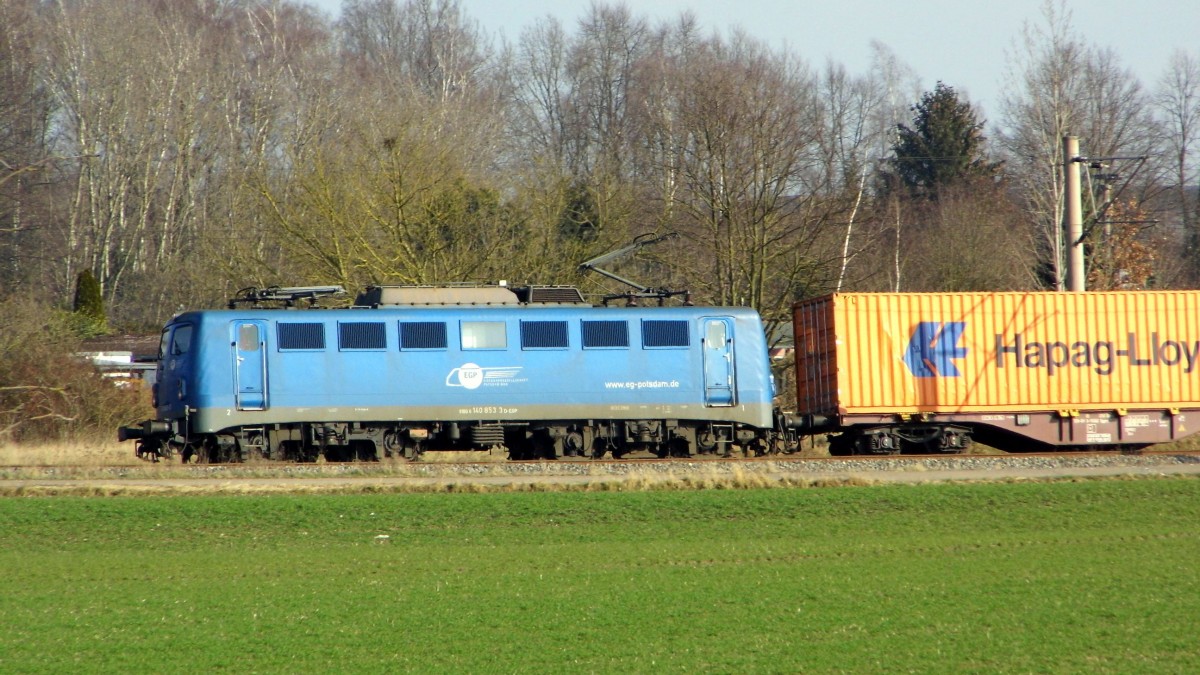 Am 17.02.2016 kam die 140 853-3 von der EGP aus Richtung Stendal und fuhr weiter in Richtung Wittenberge .