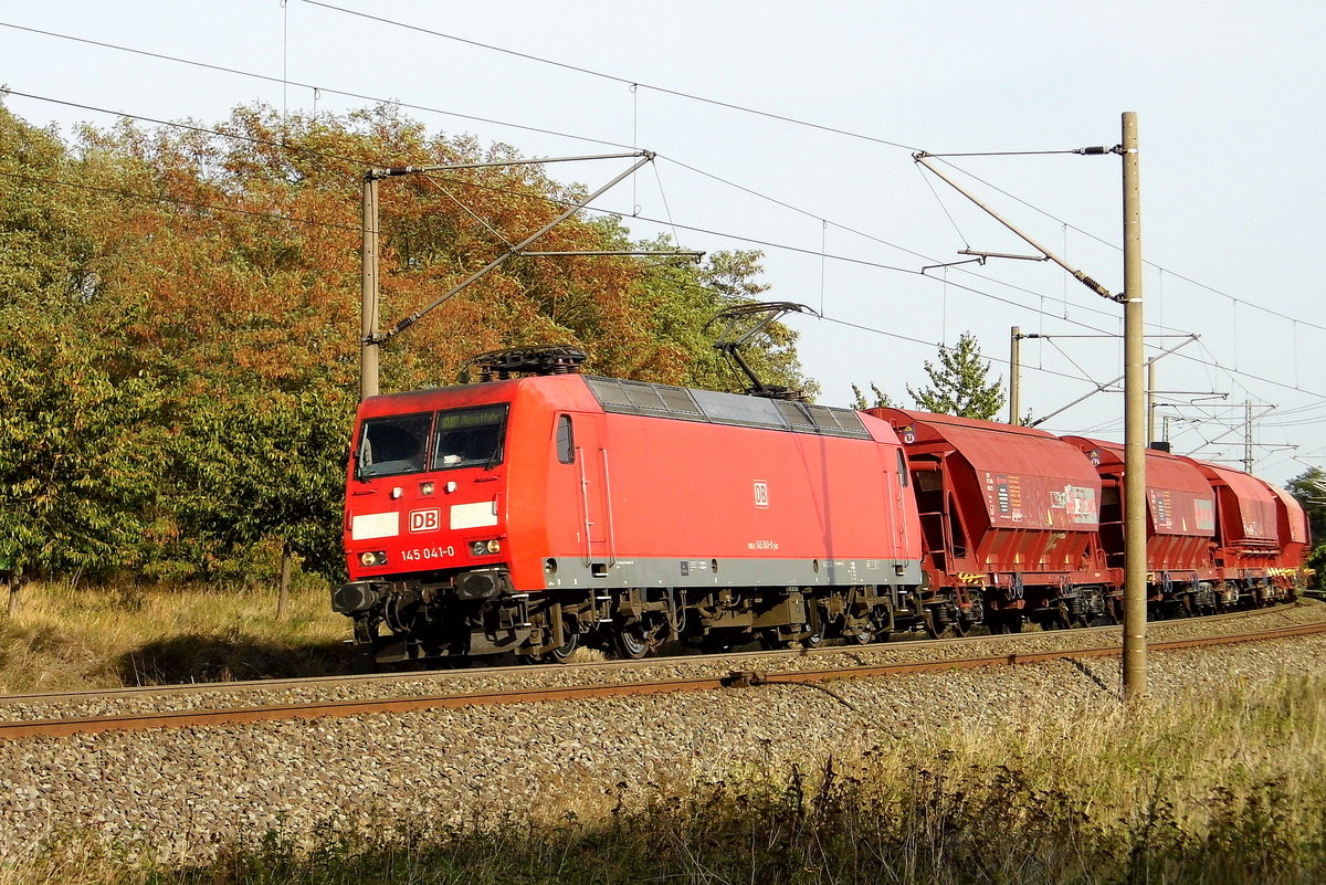 Am 17.09.2018 kam die 145 041-0   von DB Cargo Deutschland AG, aus Richtung Stendal und fuhr weiter nach  Wittenberge .