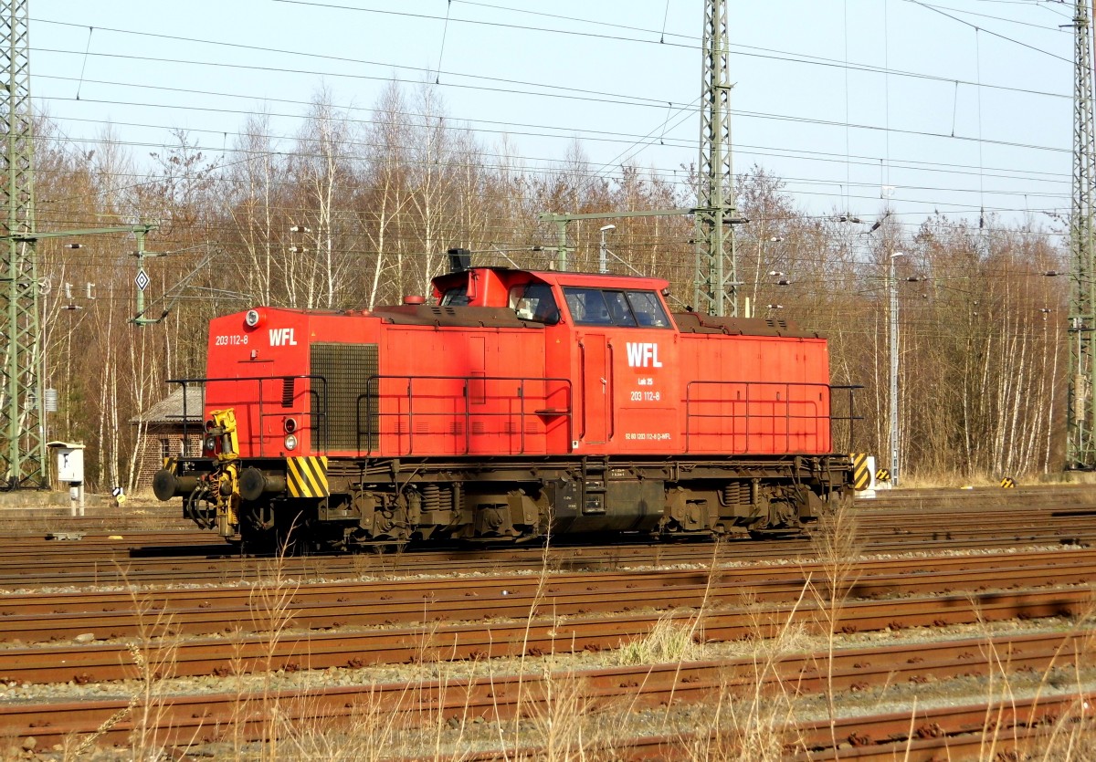 Am 18.02.2015 war die 203 112 8 Lok 25 von der WFL in Stendal abgestellt .