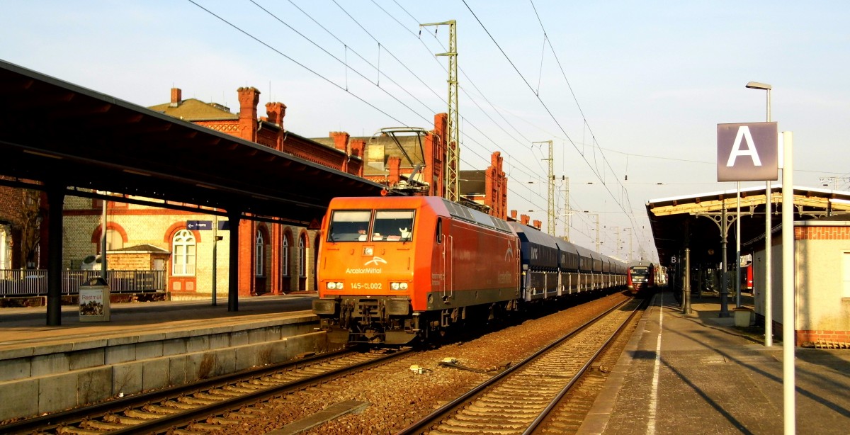 Am 19.03.2015 kam die 145-CL002 von ArcelorMittal aus Richtung Berlin nach Stendal und fuhr weiter in Richtung Hannover .