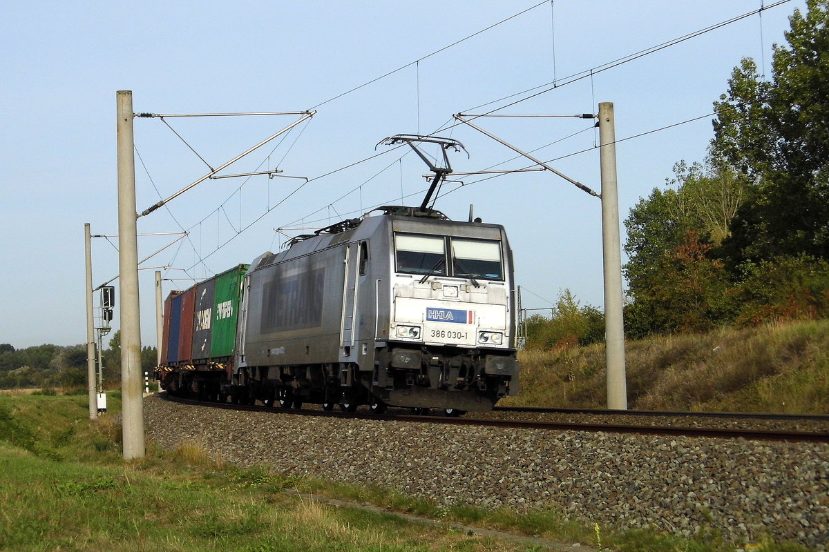 Am 19.09.2020 fuhr die 386 030-1 von METRANS von Hamburg nach Stendal und weiter nach Prag .