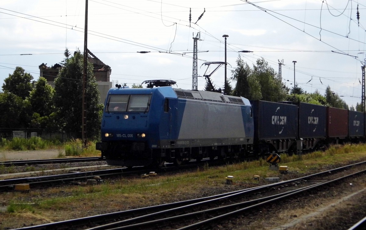 Am 20 .06.2015 kam die 185-CL 006   von der ITL aus Richtung Salzwedel nach Stendal und fuhr weiter in Richtung Magdeburg .