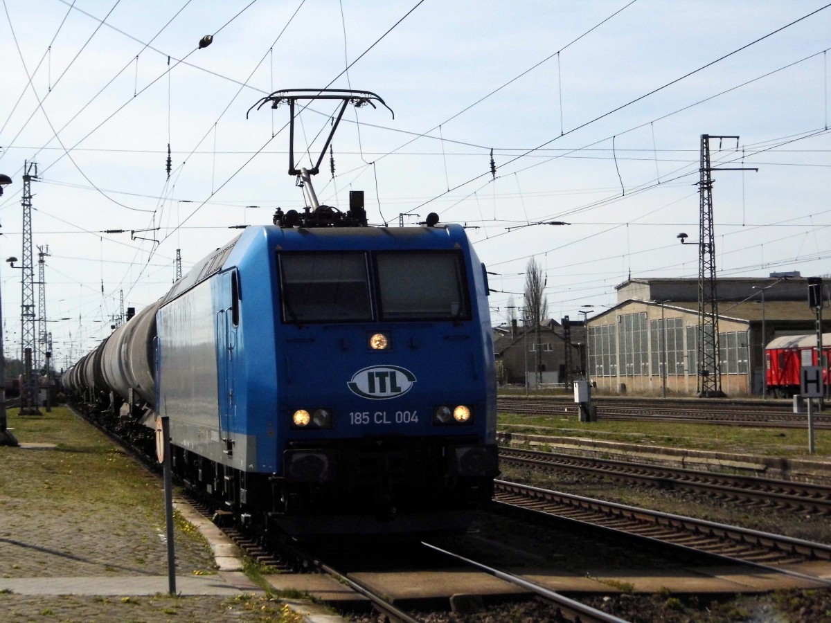 Am 20.04.2015 kam die 185 CL 004 von der ITL aus Richtung Salzwedel nach Stendal und fuhr weiter in Richtung Magdeburg .