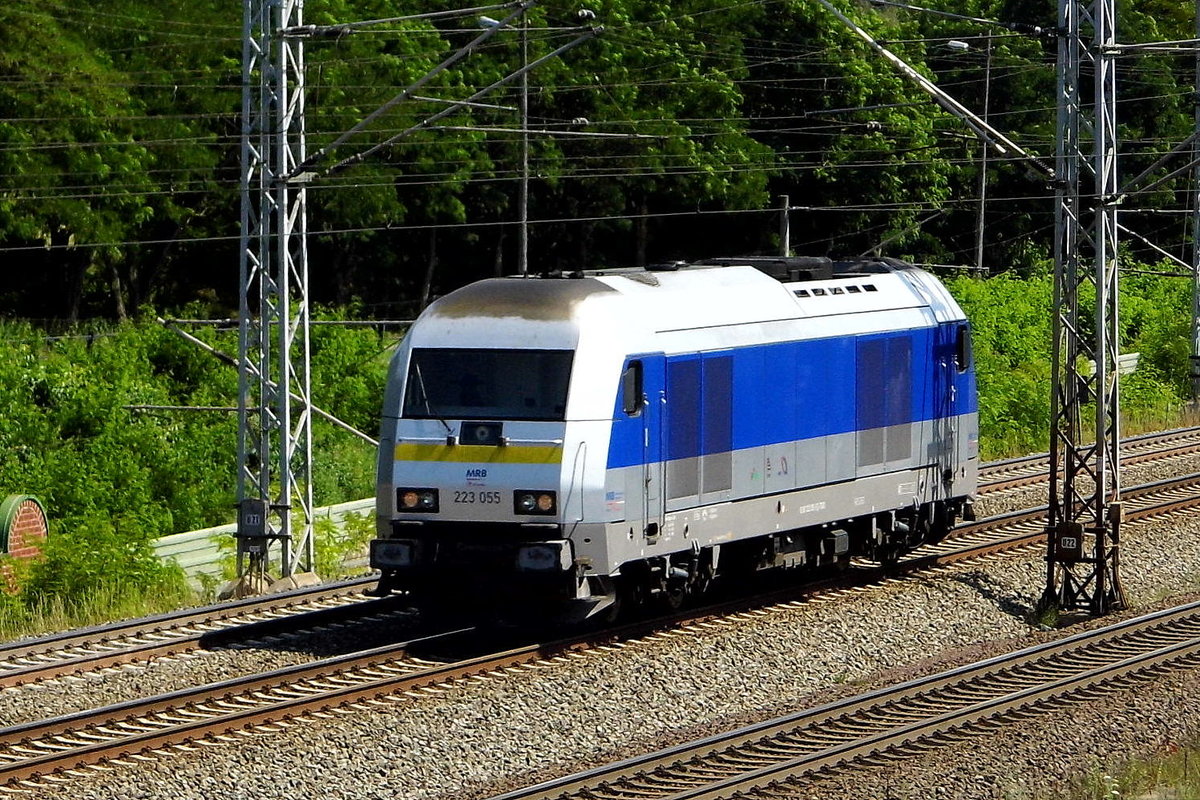 Am 21.07.2017 kam die 223 055-5 von der MRB - Mitteldeutsche Regiobahn  aus Richtung Wittenberge und fuhr nach Stendal .