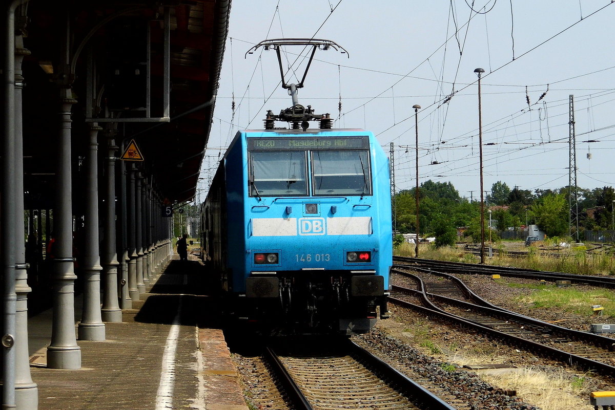 Am 21.07.2018 stand  die 146 013 von DB Regio in Stendal .