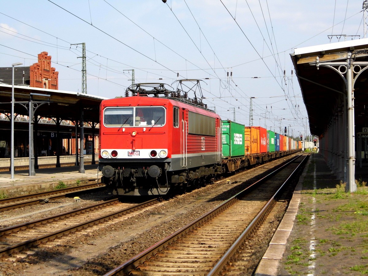 Am 22.08.2015 kam die  MEG 706 (155 119-1) aus Richtung Magdeburg nach Stendal und fuhr weiter in Richtung Wittenberge .