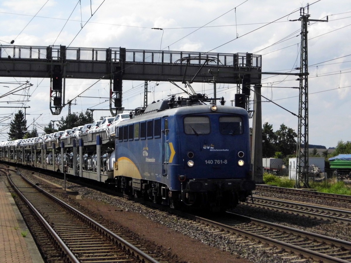 Am 23.07.2015 kam die 140 761-8 von der evb Logistik aus Richtung Braunschweig nach Niederndodeleben und fuhr weiter in Richtung Magdeburg .