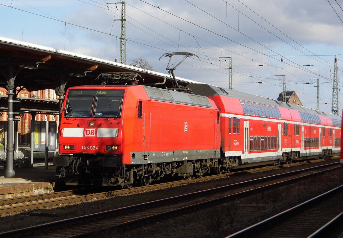 Am 24.02.2018 stand die 146 024 von der DB Regio in Stendal .