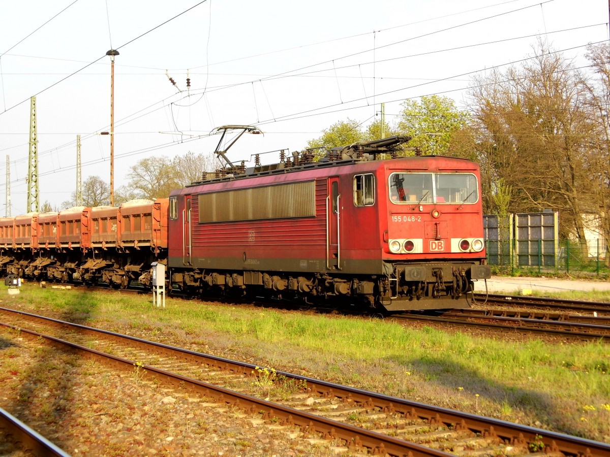 Am 24.04.2015 kam die 155 048-2 von der DB aus Richtung Magdeburg nach Stendal    .