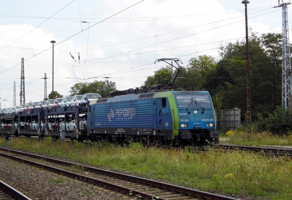 Am 24.08 .2015 kam die 189 804  von der PKP Cargo (MRCE Dispolok) aus Richtung Berlin nach Stendal und fuhr weiter in Richtung Hannover . 