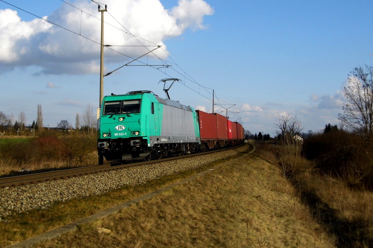 Am 25.02.2015 kam die 185 633-5 von der ITL aus Richtung Stendal und fuhr nach Salzwedel .