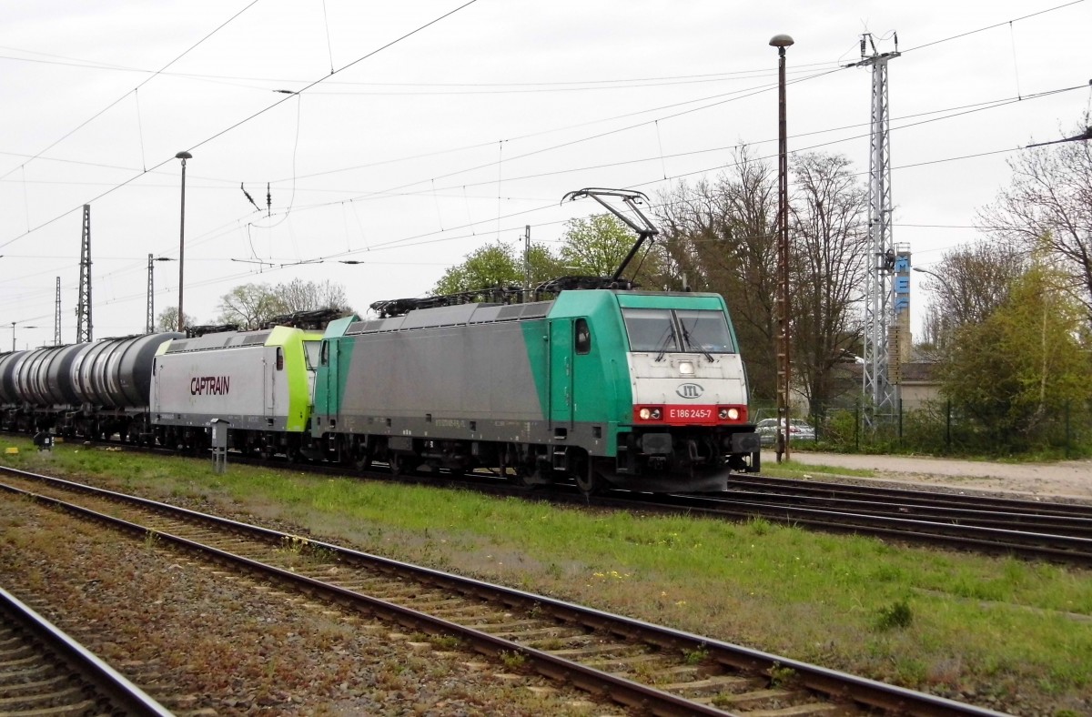 Am 25.04.2015 kamen die 185 542-8 von der CAPTRAIN und die E 186 245-7 von der ITL aus Richtung Magdeburg nach Stendal und fuhr weiter in Richtung Salzwedel .