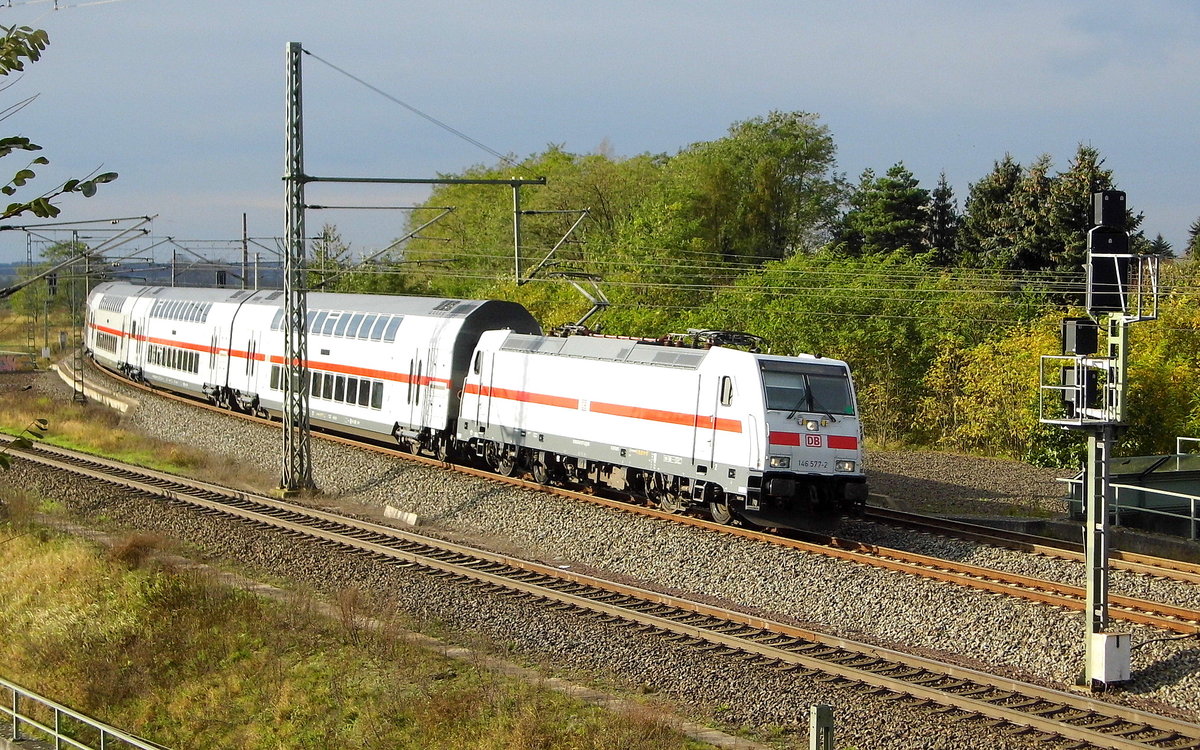 Am 25.10.2017 fuhr die 146 577-2 von DB Fernverkehr, von Wittenberge   nach Stendal .