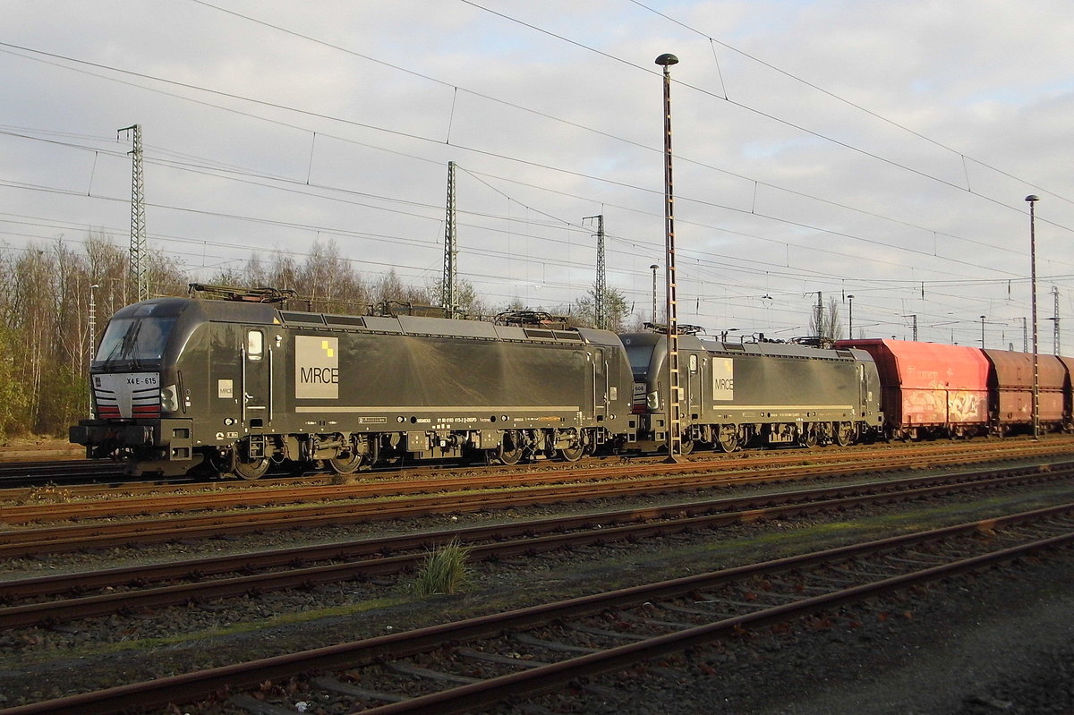 Am 26.11.2017 waren die 193 615-2   und die  193 608-7 von DB Cargo Deutschland AG, (MRCE Dispolok) in Stendal abgestellt.