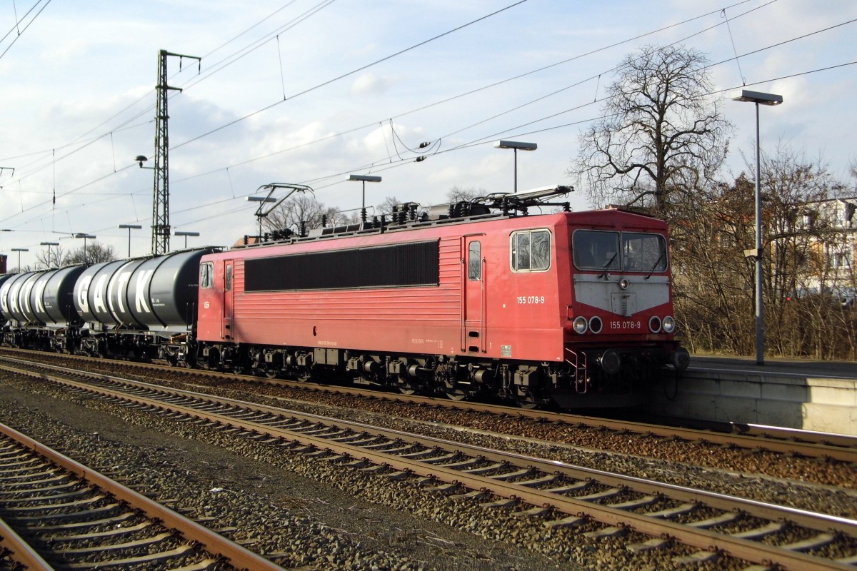 Am 27.02.2016 kam die 155 078-9 von der LEG aus Richtung Hannover nach Stendal und fuhr weiter in Richtung Berlin .