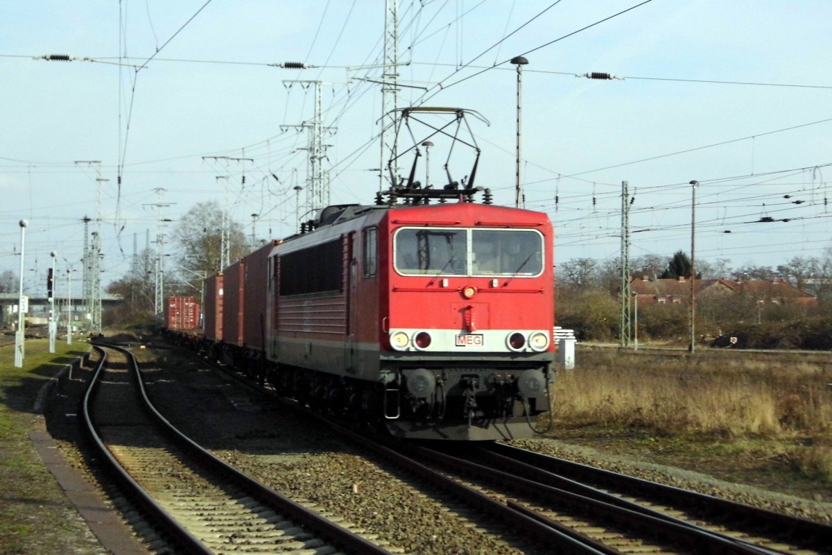 Am 27.02.2016 kam die 155 119 (MEG 706)   aus Richtung Magdeburg nach Stendal und fuhr weiter nach Wittenberge.