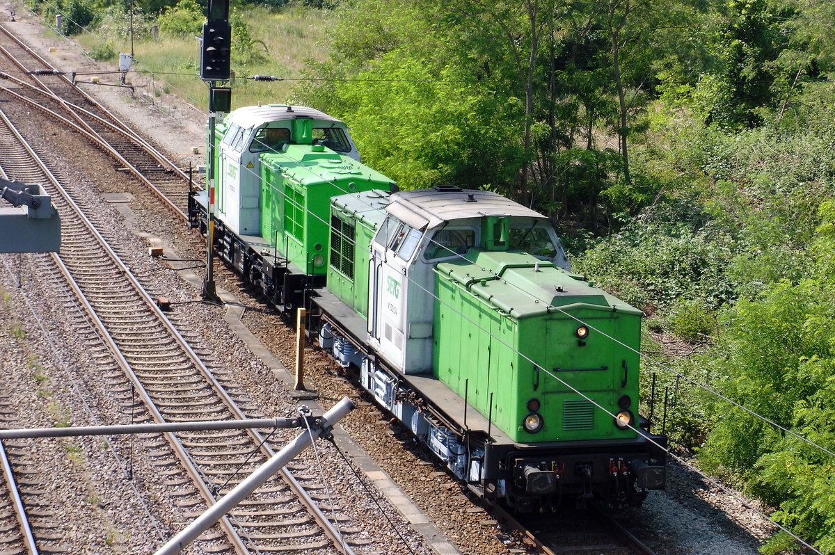 Am 27.05.2018 die  202 787-8 und die 202 494-1 von der SETG - Salzburger Eisenbahn TransportLogistik GmbH, in Stendal .
