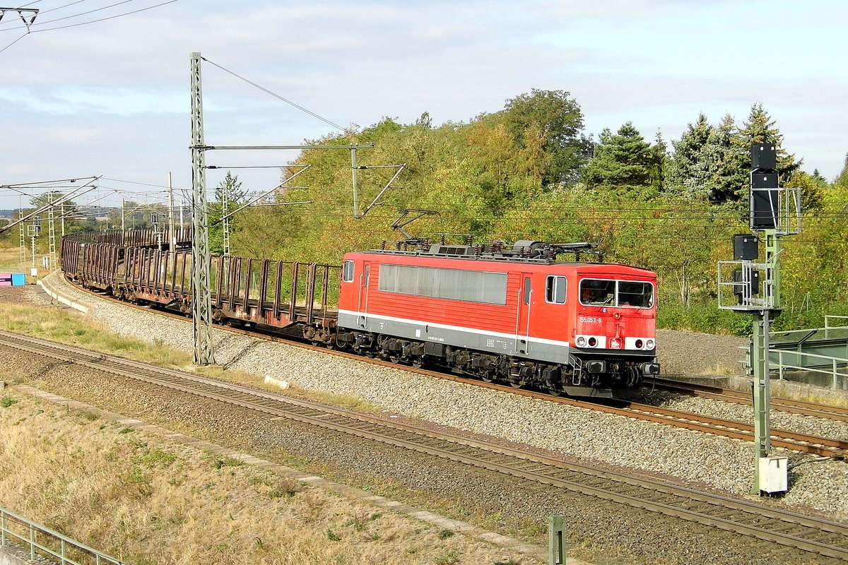 Am 27.09.2018 fuhr die 155 053-8 von der IntEgro Verkehr GmbH-PRESS  von Borstel nach Stendal und weiter nach Rostock .
