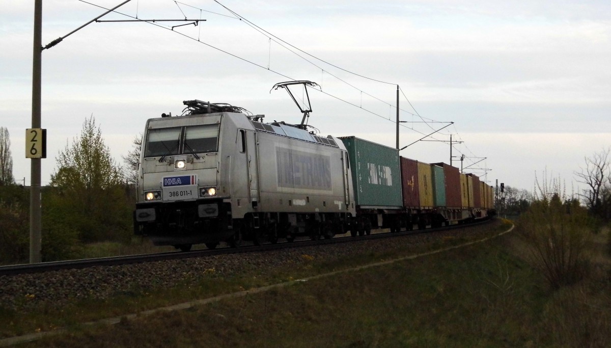 Am 28.04.2015 kam die  386 011-1 von der METRANS aus Richtung Stendal und fuhr weiter in Richtung Salzwedel .
