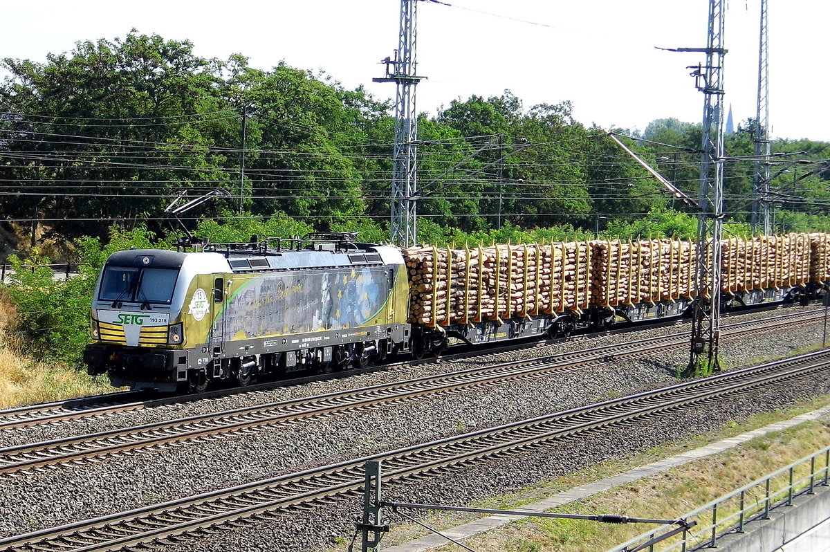 Am 28.06.2018 fuhr die 193 218-5 von der SETG (ELL) von Rostock weiter nach Borstel .