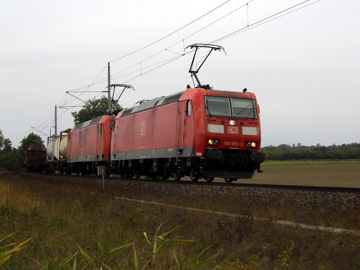 Am 30.09.2016 kamen die 145 079 und die 185 083-3  von DB Schenker  aus Richtung Salzwedel und fuhr nach Stendal .