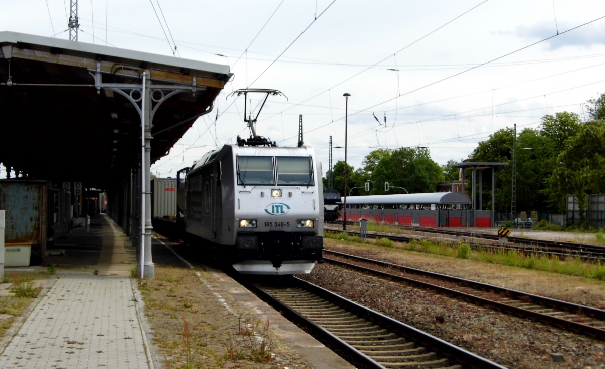Am 31.05.2015 kam die 185 548-5 von der ITL aus Richtung Magdeburg nach Stendal und fuhr weiter in Richtung Salzwedel .